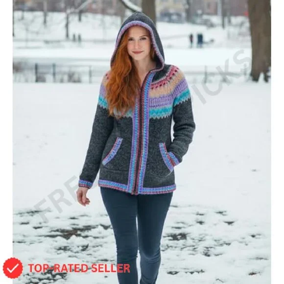 Genuine Alpaca Cardigan Sweater Lightweight Elegant Classic Winter Wear